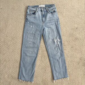 Reformation Jeans Liza High Rise Straight Denim Blue Jeans Distressed Women’s 26